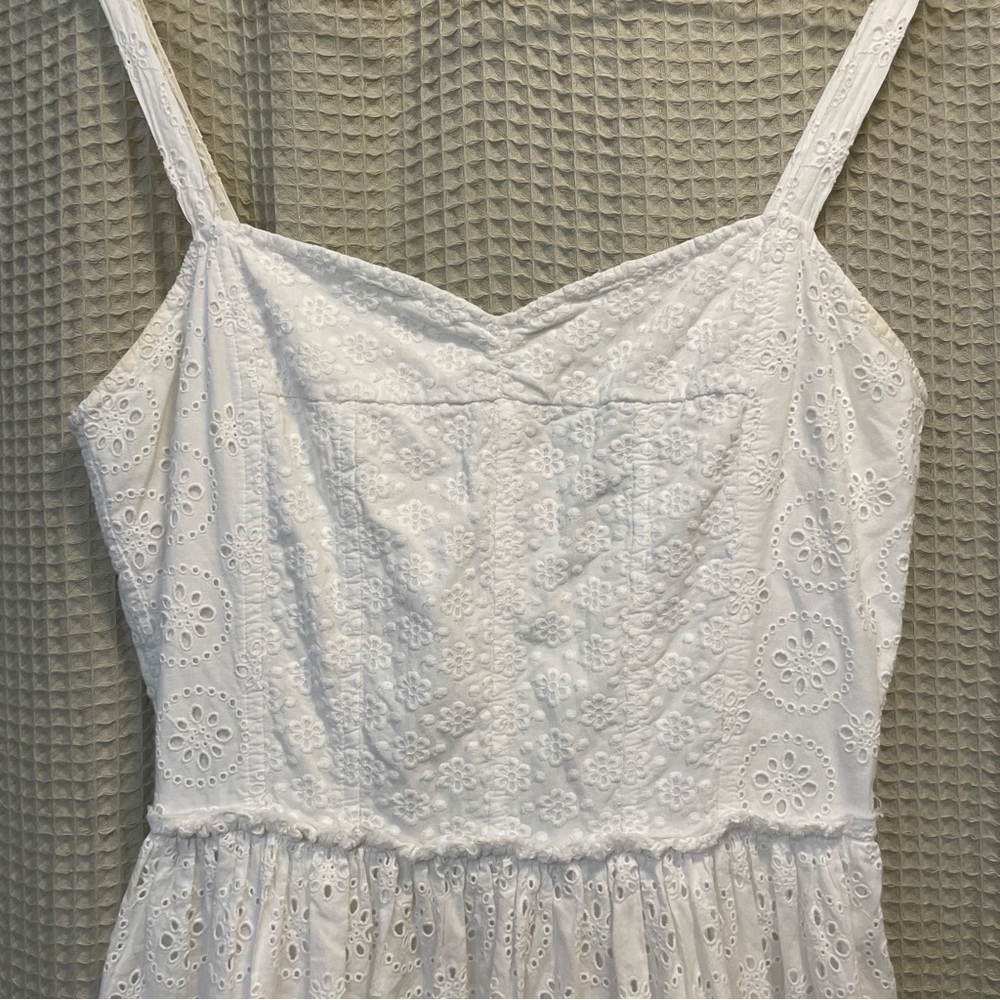 Vintage Ralph Lauren White Midi Eyelet Dress Size Small - Picture 4 of 8